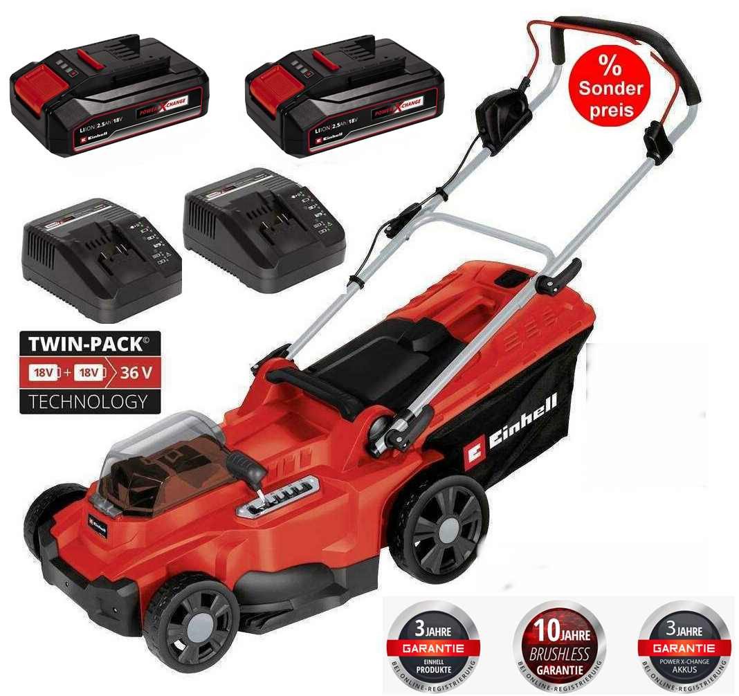 Einhell Akkurasenmäher Rasenmäher GC-RM 36 Li-Brushless Motor 2 x 2,5 Ah Akku, Ladegerät Einhell Akkurasenmäher Rasenmäher GC-RM 36 Li-Brushless Motor 2 x 2,5 Ah Akku, Ladegerät von Einhell