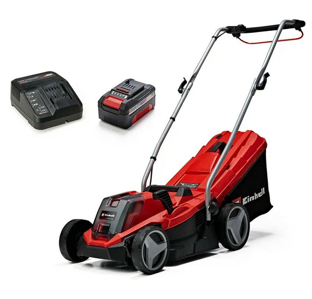 Einhell Akkurasenmäher GE-CM 18/33 Li, 33 cm Schnittbreite, (Komplett-Set, Inklusive 18V 4AH Akku und System-Schnelladegerät Power X-Change), Inkl. Akku & Ladegerät,Füllstandsanzeige von Einhell