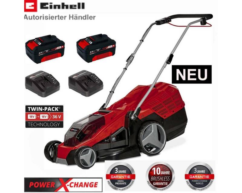 Einhell Akkurasenmäher Rasenmäher GE-CM 36/43 Li M 36V (2x18V) mit Akku / Ladegerät) von Einhell