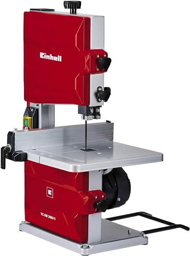 Einhell TC-SB 200/1 Bandsäge | Elektrische Tischsäge mit 45° neigbarem Metallarbeitstisch für Gehrungsschnitte, Parallelanschlag, Staubabsaugung | Bandsäge für Holzbearbeitung, Basteln und Heimwerken von Einhell