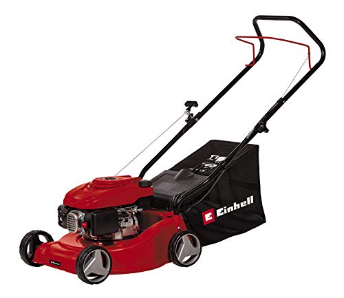 Einhell Benzin-Rasenmäher GC-PM 40/1 (1,2 kW, 3-stufige Einzelrad-Höhenverstellung, klappbarer Führungsholm, stabiles Kunststoffgehäuse, Fangsack mit Füllstandsanzeige, für 800 m²) von Einhell