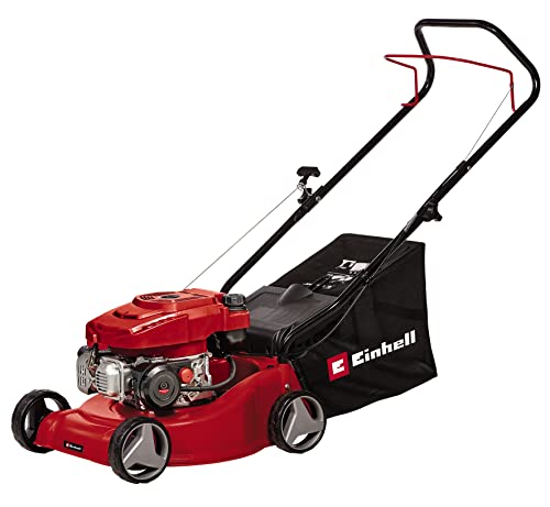 Einhell Benzin-Rasenmäher GC-PM 40/2 (2 kW, 1 Zylinder, 4-Takt-Motor, Hubraum 132 cm³, 45 L Fangsack mit Füllstandsanzeige, Schnittbreite 40 cm, empfohlen bis 800 m²) von Einhell