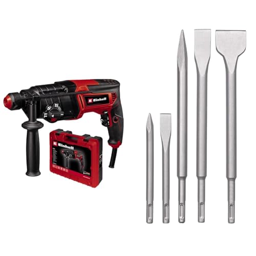 Einhell Bohrhammer TC-RH 800 4F (800 W, 2.6 Joule, Bohren + Hammerbohren + Meißeln mit/ohne Fixierung, pneumatisches Schlagwerk, SDS-Plus, inkl. E-Box, 5-tlg. SDS-Plus Hammer-Meißel-Set) von Einhell