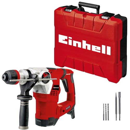Einhell Bohrhammer TE-RH 32 4F Kit (1250 W, 5 Joule, 32 mm Bohrleistung in Beton, SDS-Plus, Anti-Vibrationsgriff, inkl. E-Box, 3 Bohrer, Spitzz- und Flachmeißel) von Einhell
