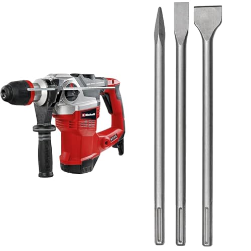 Einhell Bohrhammer TE-RH 38 3F (1050 W, Schlagstärke 9 J, SDS-Max-Aufnahme, Bohrtiefenanschlag aus Metall, Bohrleistung 38 mm in Beton, inkl. Meissel-Set) von Einhell