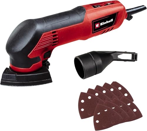 Einhell Deltaschleifer TC-DS 20 E (200 W, 2 mm Schwingkreis, bis 22.000 min-1 Schwingzahl, Drehzahlregulierung, Schleifschuh mit Kletthaftung, inkl. 9x Schleifpapier) von Einhell