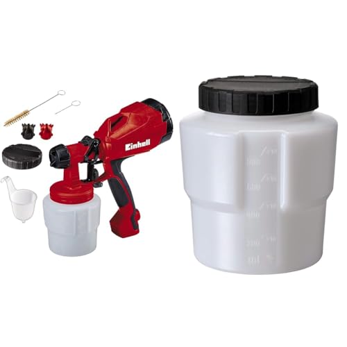 Einhell Elektrisches Farbsprühsystem TC-SY 400 P (400 W, für kleine und mittelgroße Arbeitsflächen, für Lacke uund Lasuren, Farbmengenregulierung) & Original Einhell Farbbehälter 800 ml von Einhell
