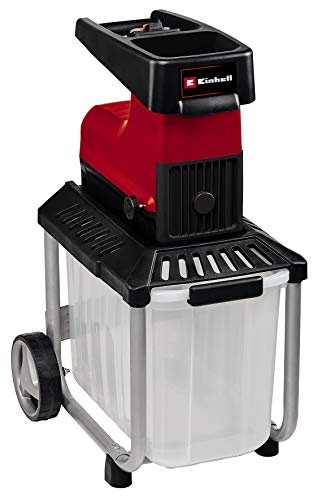 Einhell Elektro-Leisehäcksler GC-RS 60 CB (2800 W, max. 45 mm Aststärke, Schneidwalze, große Trichteröffnung, Drehrichtungsumschalter, transparente 60 L Fangbox, integrierter Sicherheitsschalter) von Einhell