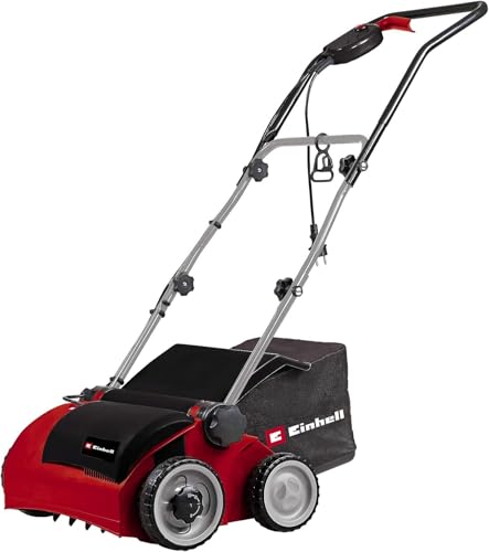 Einhell Elektro-Vertikutierer-Lüfter GE-SA 1433 (zum Vertikutieren, Lüften & Fangen bis 400 m², 1.400 Watt, kugelgelagerte Messer-/Lüfterwalze mit 20 Messern/48 Krallen) von Einhell