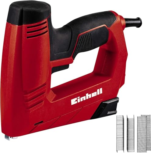Einhell Elektrotacker TC-EN 20 E (für Klammern Typ 53, Nägel Typ 47, elektronische Schlagkraftvorwahl, Sicherheitsnase, inkl. 1000 Klammern/500 Nägel) von Einhell