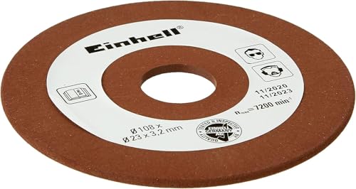 Original Einhell Ersatzschleifscheibe Ø 108 mm (Sägekettenschärfgerät-Zubehör, Stärke 3,2 mm, 23 mm Aufnahme, Körnung P100, passend für Einhell Sägekettenschärfgeräte) von Einhell