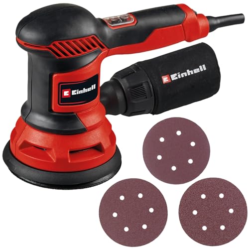 Einhell Exzenterschleifer TC-RS 425 E (425 W, Schleifteller Ø 125 mm, max. Schwingzahl 26.000 min-1, Schwingkreis 2,5 mm, inkl. Schleifpapier je 1x P60, P80, P120) von Einhell