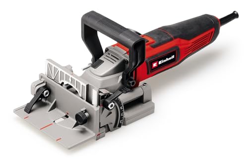 Einhell Flachdübelfräse TE-BJ 900 (900 W, 20 mm Frästiefe, stufenlose Winkel-/Höheneinstellung, 6-stufige Tiefenverstellung, Staubfangsack, inkl. 100 mm Fräsblatt) von Einhell