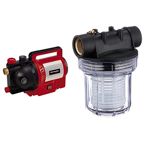 Einhell Gartenpumpe GC-GP 1250 N (1.200 W, max. 5000 L/h, max. Förderhöhe 50 m, Wasserfüllanzeige, Wassereinfüllöffnung /-ablassschraube, Frostschutz, Thermoschutz) & Original Einhell Vorfilter (12cm) von Einhell