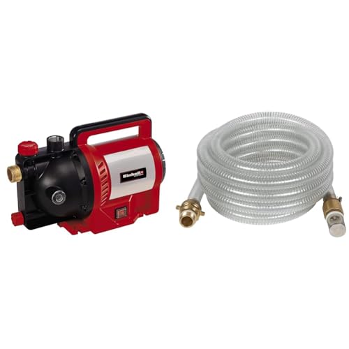 Einhell Gartenpumpe GC-GP 1250 N (1.200 W, max. 5000 L/h, max. Förderhöhe 50 m, Wasserfüllanzeige, Wassereinfüllöffnung /-ablassschraube, Frostschutz, Thermoschutz, inkl. 7 m Messing Saugschlauch) von Einhell