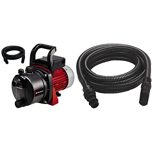 Einhell Gartenpumpe GC-GP 6538 (650 W, 3,6 bar Druck, 3.800 l/h Förderleistung, Wassereinfüllschraube, Wasserablassschraube, Tragegriff) & Saugschlauch 4 m (4 m, Kunststoffanschluss 42 mm, 5-teilig) von Einhell