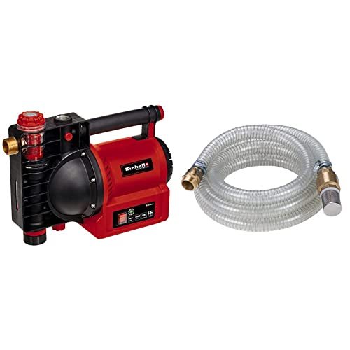 Einhell Gartenpumpe GE-GP 1145 ECO (1.100 W, 4500 L/h max. Förrdermenge) & Original Einhell Saugschlauch 4 m aus Messing (Pumpen-Zubehör, 4 m Länge, Messinganschluss 42 mm 1 1/4 Zoll IG) von Einhell