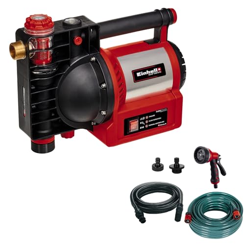 Einhell Gartenpumpe GE-GP 1246 N FS (1200 W, max. 4600 l/h, max. 5 bar, Wasserfüll-/Schmutz-/Sauganzeige, Flow-Sensor m. LED, inkl. 5-tlg. Zubehör-Set) von Einhell