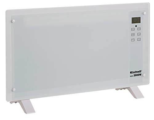 Einhell Glaskonvektor GCH 2000 W (2 Heizstufen bis 2000 Watt, X-Shape Heizelement, Thermostat 15 bis 50 Grad, Touchscreen, LCD-Display, Zeitschalter), Weiß von Einhell