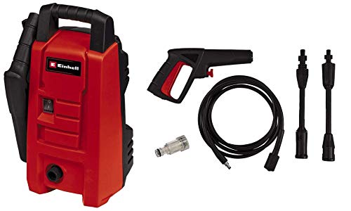 Einhell Hochdruckreiniger TC-HP 90 (1200 W, max. 90 bar, Ausgabe max. 372 L/h, Tragegriff, Wasseranschluss + integrierter Filter, inkl. Pistole, Schlauch, Lanze, Düse und Horizontal-Waschbürste) von Einhell