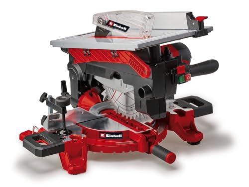 Einhell Kapp-Gehrungssäge mit Obertisch TE-MS 254 T (2000 W, max. 74 mm x 130 mm Schnitttiefe/-breite, Ø 254 mm Sägeblatt, neigbarer Sägekopf, Laser, Tischkreissägen-Funktion) von Einhell