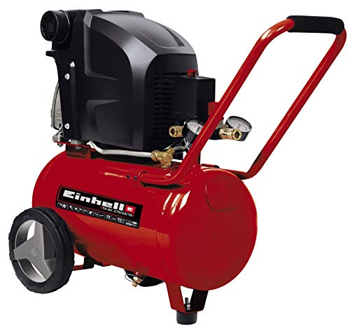 Einhell Kompressor TE-AC 270/24/10 (1800 W., max. 10 bar, 24 l-Tank, 270 l/min Ansaugleistung, Motordrehzahl 2850 min^-1, 2 Manometer, 2 Schnellkupplungen, Ölschmierung) von Einhell