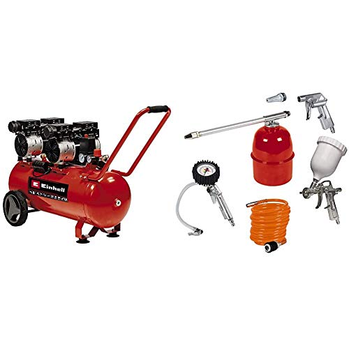 Einhell Kompressor TE-AC 50 Silent (Flüsterkompressor, 1500 W, max. 8 bar Betriebsdruck, 270 L/min Ansaugleistung, öl-/servicefreier Motor, 50 l-Tank, inkl. 5-tlg. Druckluftset) von Einhell