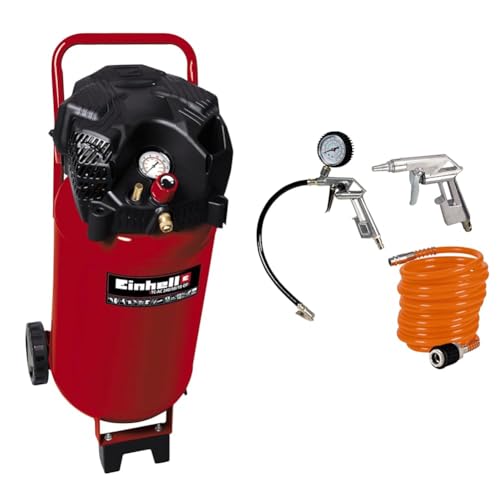 Einhell Kompressor TC-AC 240/50/10 OF (1500 W, 240 l/min Ansaugl., 50 l Kessel, 10 bar max. Betriebsdruck, öl- und wartungsarm, Druckminderer, inkl. 3-tlg. Druckluftset) von Einhell