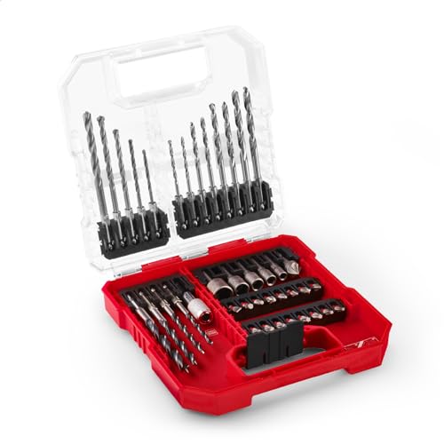 Original Einhell L-CASE 40-tlg. Bit- und Bohrer-Set (25-mm-Bits, Schnellwechselbithalter, Steckschlüssel, Senker, Metall-, Stein- und Holzbohrer inkl. Aufbewahrungsbox) von Einhell