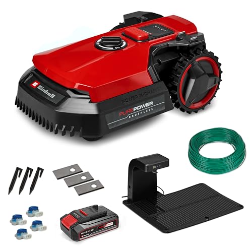 Einhell Mähroboter FREELEXO 500 Power X-Change (18 V, App-Steuerung, IPX5, Over-The-Air Updates via Wi-Fi, inkl. Installationsequipment für 500 m² + 2,5 Ah Plus Akku) von Einhell
