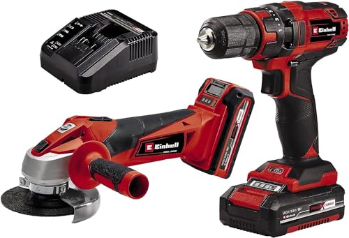 Einhell Maschinen-Set (Werkzeug) TC-TK 18 Li Kit Power X-Change (Lithium-Ionen, Bohrschrauber TC-CD 18/35 Li + Winkelschleifer TC-AG 18/115 Li, inkl. 1,5 Ah und 3,0 Ah Akku) von Einhell