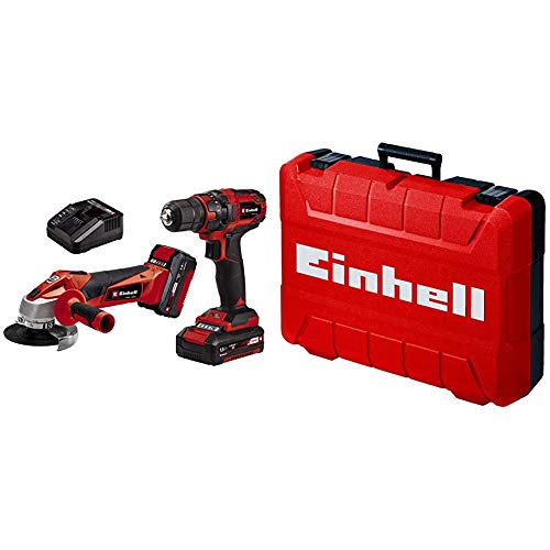 Einhell Maschinen-Set TC-TK 18 Li Kit Power X-Change (Bohrschrauber TC-CD 18/35 Li + Winkelschleifer TC-AG 18/115 Li, inkl. 1,5 Ah und 3,0 Ah Akku + Koffer E-Box M55/40 für universelle Aufbewahrung) von Einhell