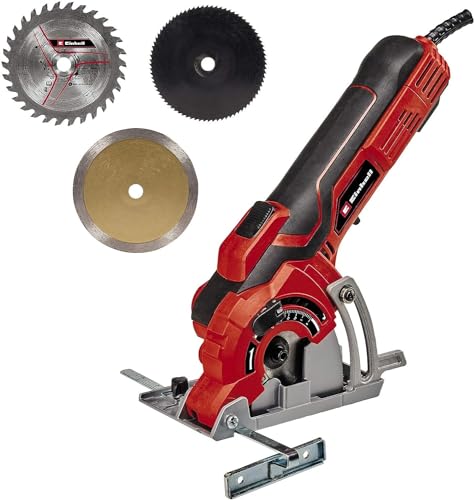 Einhell Mini-Handkreissäge TC-CS 89 (600 Watt, einfache, werkzeuglose Einstellung der Schnitttiefe bis 27 mm, Spindelarretierung, TCT Sägeblatt, Parallelanschlag) von Einhell