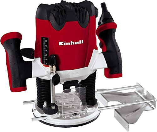 Einhell Oberfräse TE-RO 1255 E (1200 W, Spannzange Ø 6 und 8 mm, 55 mm Hubhöhe, elektronische Drehzahlregulierung, Spindelarretierung, einfacher Werkzeugwechsel) Rot/Schwarz von Einhell