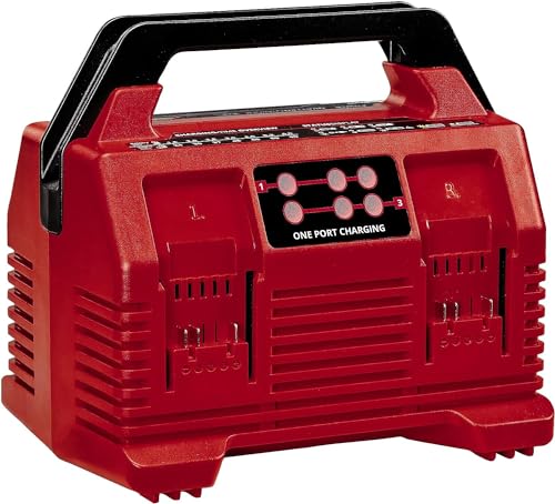 Einhell Original Ladegerät Power X-Quattrocharger 4A Power X-Change (Li-Ion, 18V, gleichzeitiges Laden von 2x2 Akkus, Akkuüberwachung, intelligentes Lademanagement, 6-fache LED-Zustandsanzeige) von Einhell