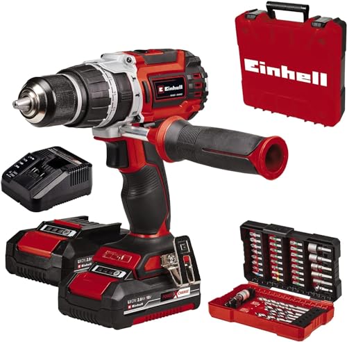 Einhell Professional Akku-Schlagbohrschrauber TP-CD 18/60 Li-i BL +39 (2x2,0 Ah) Power X-Change (Li-Ion, 18 V, inkl. 39-tlg. Bit-/Bohrer-Set, 2x 2,0 Ah PXC-Akku + Schnellladegerät, E-Box Basic) von Einhell