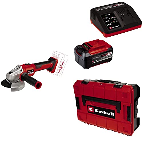 Einhell Professional Akku-Winkelschleifer AXXIO 18/115 Q Li-Solo Power X-Change (18 V, Ø 115 mm, 28 mm Schnitttiefe, Brushless, ohne Trennscheibe, inkl. 5,2 Ah Akku und Fastcharger, Koffer) von Einhell