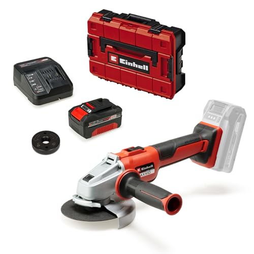 Einhell Professional Akku-Winkelschleifer AXXIO 18/125 Q Power X-Change (18 V, Li-Ion, Ø 125 mm, 33 mm Schnitttiefe, Brushless, Quick-Fix-Nut, inkl. 4,0 Ah Akku und Ladegerät, inkl. Koffer, ohne Trenn von Einhell