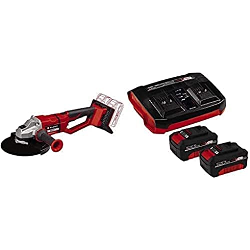 Einhell Professional Akku-Winkelschleifer AXXIO 36/230 Q Power X-Change (36 V, 230 mm Scheibendurchmesser, 70 mm Schnitttiefe, Quick-Fix-Nut, ohne Trennscheibe, inkl. 2x 4 Ah Akku und Twincharger) von Einhell