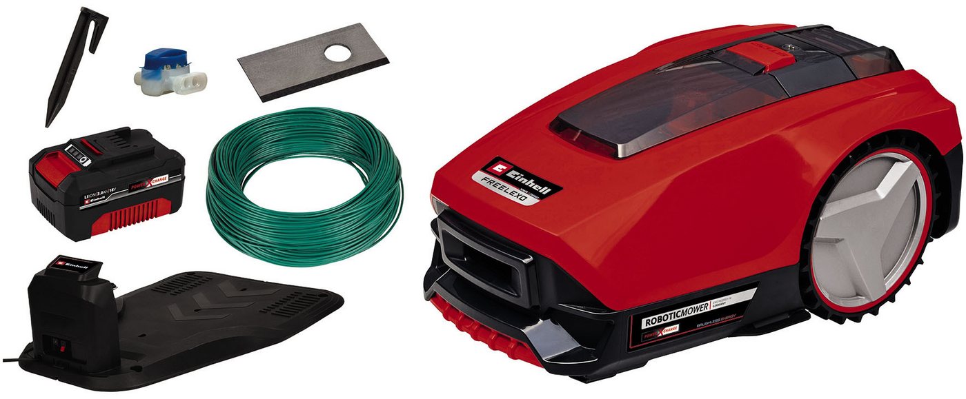 Einhell Rasenmähroboter »FREELEXO 550 Kit Mähroboter«, bis 550 m² Rasenfläche, (Set), Schnittbreite 18 cm, Inkl. Akku und Ladestation, 6 tlg. von Einhell