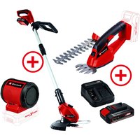 Einhell - Rasentrimmer inkl. 2,0 Ah Starter-Kit + Gras-und Stauchschere + 2,5 Ah Starter-Kit + Akku-Lautsprecher von Einhell