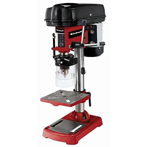 Einhell Säulenbohrmaschine TC-BD 350 (350 W, 580 - 2650 U./Min., 5-stufig anpassbare Drehzahl, dreiarmiges Bohrdrehkreuz, neig- und schwenkbarer u. werkzeuglos höhenverstellbarer Bohrtisch) von Einhell