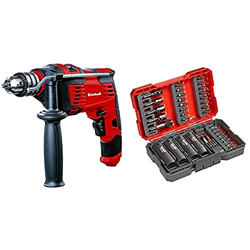 Einhell Schlagbohrmaschine TC-ID 1000 E (1010 W, Bohrleistung Ø Holz 32 mm, Beton 16 mm, Metall 13 mm, Metall-Tiefenanschlag, robustes Zahnkranzbohrfutter, inkl. 35-tlg. Bit-Box) von Einhell