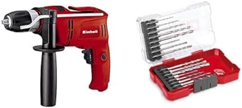 Einhell Schlagbohrmaschine TC-ID 650 E (650 W, Bohrleistung Ø Holz 25 mm, Beton 13mm, Metall 10 mm, Metall-Tiefenanschlag, Gürtelhaken, inkl. 16-tlg. Bohrer-Set) von Einhell