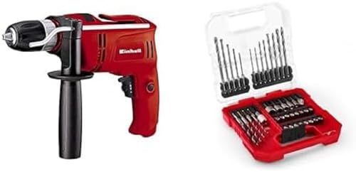 Einhell Schlagbohrmaschine TC-ID 650 E (650 W, Bohrleistung Ø Holz 25 mm, Beton 13mm, Metall 10 mm, Metall-Tiefenanschlag, Gürtelhaken, inkl. 40-tlg. Bit- und Bohrer-Set) von Einhell