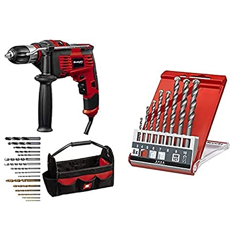 Einhell Schlagbohrmaschinen-Set TC-ID 1000 E Kit (1.010 W,Bohrleistung Holz 32 mm,Metall 13 mm,Beton 16 mm,13 mm Schnellspannbohrfutter,inkl. 16-tlg. Bohrer-Set, 8-tlg. Steinbohrer-Satz und Tasche) von Einhell