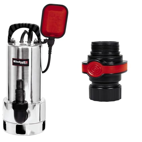 Einhell Schmutzwasserpumpe GC-DP 9035 N (900 W, Edelstahl-Pumpe, max. Fördermenge 18000 l/h, max. Fremdkörpergröße 35 mm, stufenlos höhenverstellbarer Schwimmerschalter, inkl. Schnellverbinder) von Einhell