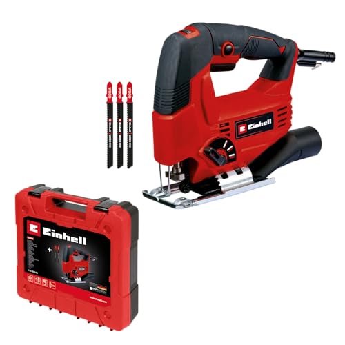 Einhell Stichsäge TC-JS 80/1 Kit (550 W, 20 mm Hubhöhe, Pendelhubfunktion, 80 mm Schnitttiefe in Holz, 10 mm in Stahl, 3.000 min-1, inkl. 3x T-Schaft Sägeblatt) von Einhell