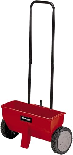Einhell Streuwagen GC-SR 12 (12 l, 45 cm Streubreite, Doppelschubbügel, beidseitiger Schnappverschluss, Stellhebel, korrosionsfeste Walze, Gehäuse aus bruchfestem Kunststoff), Rot von Einhell