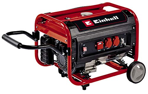 Einhell Stromerzeuger (Benzin) TC-PG 35/E5 (max 4100 W, 15 L Tank, 2600 W Dauerleistung, 4-Takt-Motor, 2x 230 V, Ölmangelsicherung, Überlastschutz, AVR, Voltmeter), Rot, Schwarz von Einhell